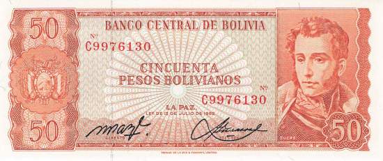 50 Pesos Bolivianos 13.7.1962